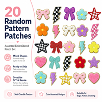 Expédition Rapide – Lot de 20 Patchs en Chenille Aléatoires – Stock en Gros – Appliques Brodés Assortis pour Sacs, Chapeaux, Bricolage – Prêts à Expédier