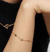 Milskye Vente en Gros de Bijoux Fins 2026 Bracelet en Argent Sterling 925 Plaqué Or 18 carats avec Initiale Inez en Zircon et Cœur en Zircon