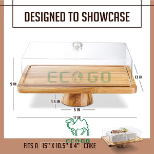 Elegante supporto <span class=keywords><strong>per</strong></span> torta <span class=keywords><strong>in</strong></span> <span class=keywords><strong>legno</strong></span> di Acacia con coperchio a cupola <span class=keywords><strong>in</strong></span> acrilico espositore rettangolare 2-<span class=keywords><strong>in</strong></span>-1 da tavolo da Dessert realizzato <span class=keywords><strong>in</strong></span> <span class=keywords><strong>legno</strong></span> - Product Image 3