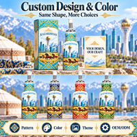 Bouteille d'huile d'olive en céramique souvenir du Kazakhstan, motif kazakh, avec motif emblématique d'Astana, distributeur d'huile avec boîte cadeau, vente en gros