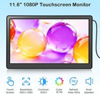 Nouvel écran tactile LCD IPS de 11,6 pouces avec résolution FHD 1920x1080, garantie de 3 ans - Pour usage professionnel, noir