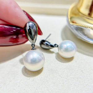 S925 <b>Silver</b> DIY <b>Pearl</b> Accessories Smooth <b>Silver</b> Earnail with 10-15mm Round Beads for <b>Earrings</b> 22202 Accessory - Product Image 2