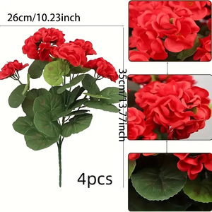 Flores Artificiales de Begonia y Geranio Rojas, Plantas de Alta Simulación, Decoraciones, Serie Crabapple - Product Image 2