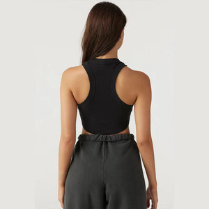 Tops Cortos Casuales <span class=keywords><strong>de</strong></span> Verano para <span class=keywords><strong>Mujer</strong></span>, Tejido <span class=keywords><strong>de</strong></span> Punto Transpirable, Top Deportivo, Logotipo Personalizado al por Mayor, Tops sin Mangas - Product Image 6