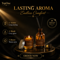Ensemble diffuseur de bougies aromatiques en cire de soja de luxe à étiquette privée personnalisée, étiquette en cuir italien gaufré, verre ambré pour Noël