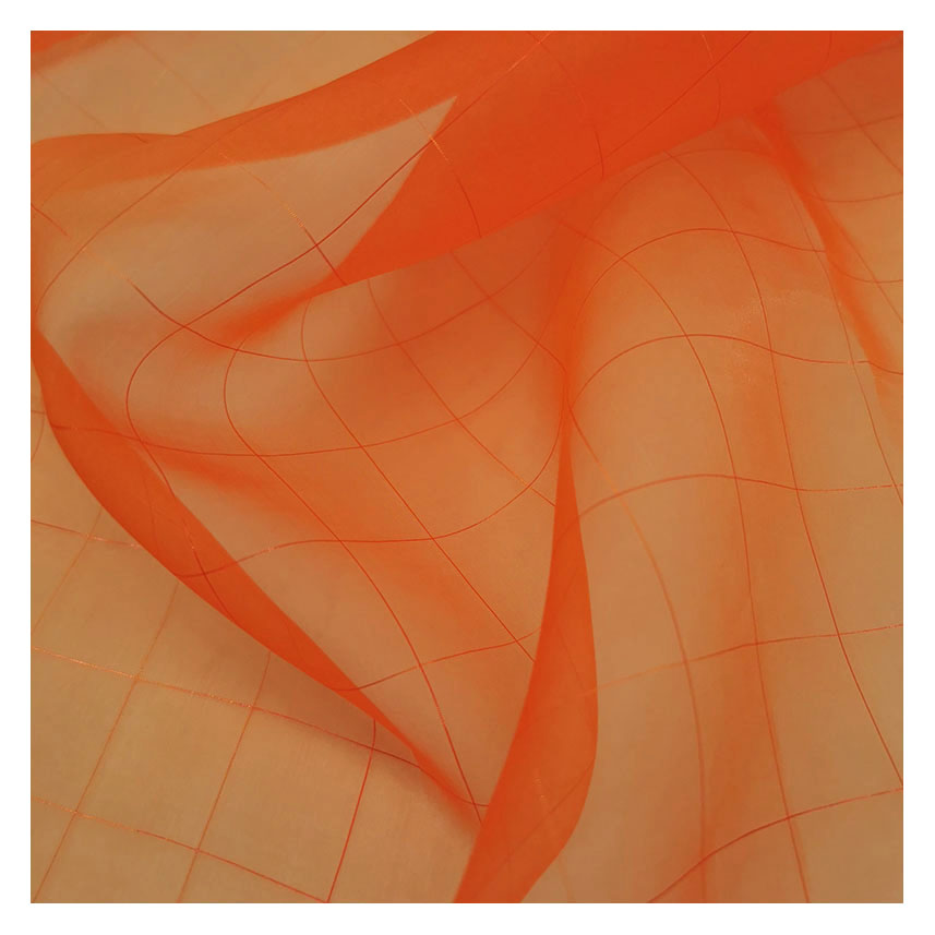 shiny rainbow check sheer organza 100% polyester fabric for women clothing