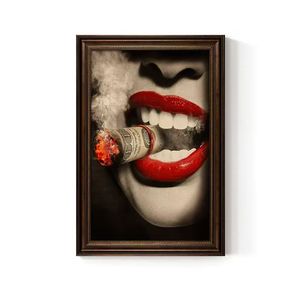 Estilo industrial Poster Charuto Bar Arte <span class=keywords><strong>Vintage</strong></span> Fumar Menina Canvas Impressões Moldura Personalizada Tamanhos - Product Image 1
