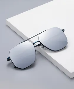 2022 Fashion Polygon Metal Eyeglasses Men Shades Brand Designer Polarized Driving Sunglasses