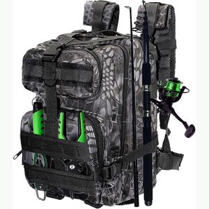 Sac à dos de pêche avec porte-cannes, 4 boîtes à pêche et housse de pluie - échantillon gratuit, grand espace de rangement pour équipement de pêche - Product Image 3