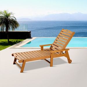 Moderne Outdoor-Schwimmbad-Lounge Sonnenliege Gartenmöbel Strand HDPE Kunststoff-Holz Sonnenliege Stühle mit Rädern - Product Image 4