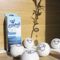 Lot de 3 boules de séchage en laine 100% laine de Nouvelle-Zélande avec plateau de rangement en feutre, boules de lavage réutilisables et écologiques