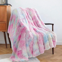 Usine En Gros Super Doux Longhair Moelleux Polaire Arc-En-Ciel Couvertures Chaud Fausse Fourrure Confortable Shaggy Couverture En Peluche