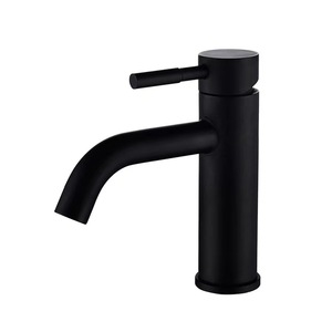 Robinet de lavabo à bec courbé noir en acier inoxydable 304, monotrou, eau chaude et froide, pour lavabos et salles de bain - Product Image 5