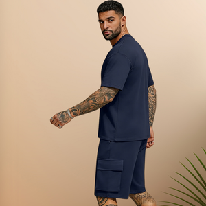 Vente en gros de nouveaux ensembles de t-shirts et shorts en coton d'été personnalisés, streetwear pour hommes, ensemble décontracté en 2 pièces - Product Image 2