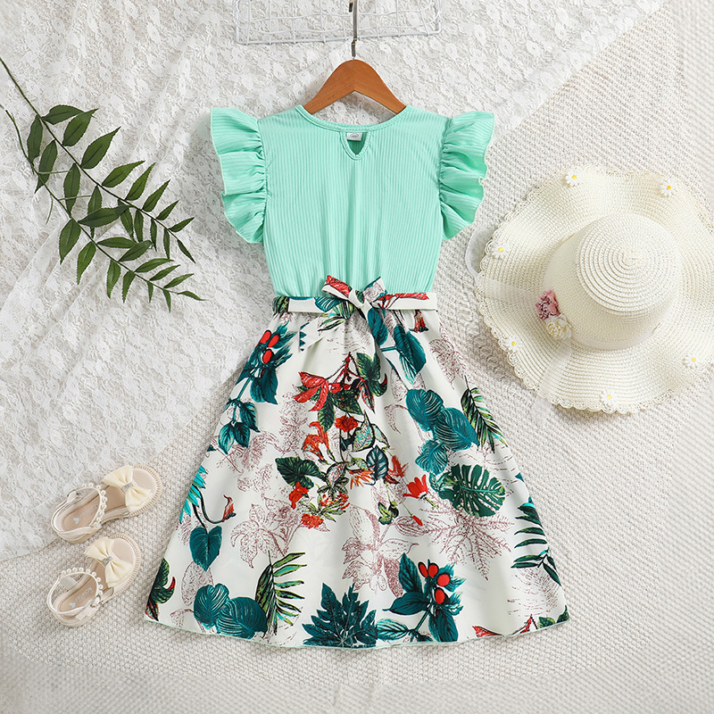 New Summer Teenager Dress Teenager Girl Green Flower Princess Dress  8-12Years Girl Floral Ruffle Dresses| Alibaba.com