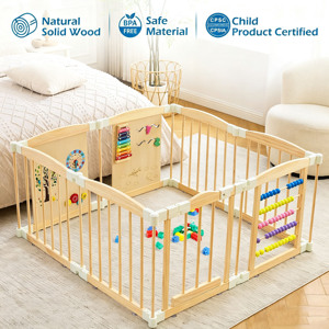 Parc pour bébé en bois massif, écologique, portable, conforme ASTM CPC, zone sécurisée pour tout-petits - Product Image 3