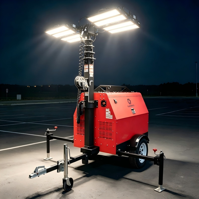 Customizable OEM Diesel LED IP65 Industrial Mobile Trailer Light Tower with 9m Height for Outdoor Construction Worldwide Export