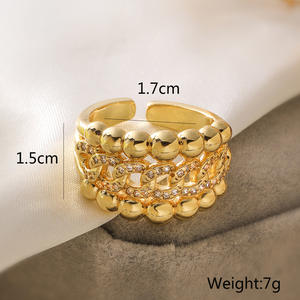 แหวนเซอร์คอนสีทอง18K ชุบทองแดงแฟชั่นสำหรับผู้หญิงแหวนแฟชั่นหรูหราน้ำหนักเบารูปทรงเรขาคณิต - Product Image 4