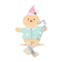 Figurine de Noël en forme de bonbon en pain d'épices bleu pastel de 14 pouces pour plateau à étages, cheminée, décoration de Noël pour la maison et la vente en gros