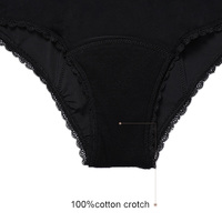 En gros Taille Basse XS-XL Période Tache Preuve Pantalon D'hygiène Calzones Menstruel Noir 4 Couche Absorber Menstruel Dentelle Période Panti