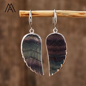 Classique cristal ange aile boucles d'oreilles couleur argent <span class=keywords><strong>oeil</strong></span> <span class=keywords><strong>de</strong></span> <span class=keywords><strong>tigre</strong></span> pierre <span class=keywords><strong>de</strong></span> lune pierres précieuses balancent boucle d'oreille femmes cadeaux - Product Image 2