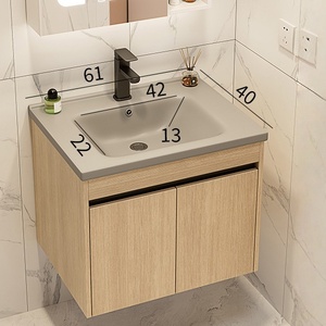 Nouvelle combinaison de meuble de salle de bain couleur bois avec lavabo intégré - Product Image 6