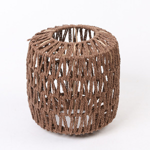 Handmade Paper <b>Rope</b> Lampshade Cylinder Boho Style Brown Color For Indoor <b>Lighting</b> Decor - Product Image 1
