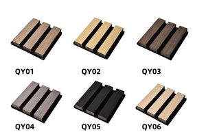 Panneau acoustique en bois à lattes en fibre de polyester MDF, placage pour décoration murale intérieure de bureau et maison, design graphique DIY - Product Image 3