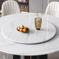 Table de salle à manger ronde en pierre frittée avec plateau tournant pour restaurants commerciaux, hôtels modernes et mobilier de banquet