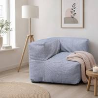 Housse de pouf modulaire en forme de L avec doublure, en tissu de lin gris doux, pour chaise longue de sol pour salon et chambre à coucher