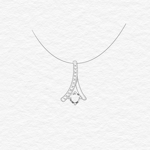 Diseño único 925 Plata Cubic Zircon Simple Geomereic Collar con colgante de piedra grande - Product Image 3