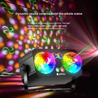 Projecteur LED double tête à effets lumineux magiques, lumière d'ambiance colorée pour KTV et maison, avec contrôle sonore et stroboscopique, lumière de bar transfrontalière