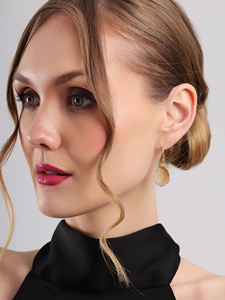 ต่างหูทรงหยดน้ำ Citrine ธรรมชาติ ดีไซน์หรูหรา งานแฮนด์เมด เหมาะสำหรับผู้หญิง เป็นของขวัญ หรือใส่ไปงานปาร์ตี้ - Product Image 3