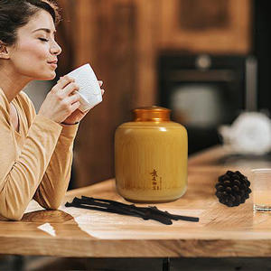 Pot à thé en bambou traditionnel et boîte cadeau, grand tube de rangement, thé en pierre, emballage scellé, fait à la main, écologique, personnalisation - Product Image 1