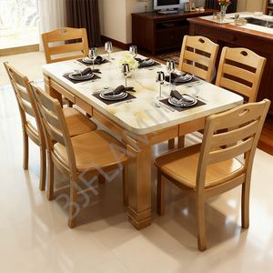 Rắn gỗ bàn ăn và Ghế kết hợp bjflamingo hình chữ nhật hình dạng bàn ăn thiết lập với ghế - Product Image 5