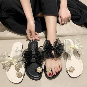 Moda <span class=keywords><strong>donna</strong></span> estate all'aperto spiaggia perla maglia fiocco strass scarpe basse scarpe bohémien <span class=keywords><strong>sandali</strong></span> <span class=keywords><strong>da</strong></span> <span class=keywords><strong>donna</strong></span> - Product Image 2