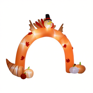 Arco Gonfiabile a Forma di Tacchino per Decorazioni Autunnali da Giardino, Illuminato con Zucca, 8 Piedi - Product Image 1