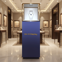 Étalage de bijoux en acier inoxydable de luxe moderne avec éclairage LED, présentoir de bijoux en métal, vitrine de magasin de détail, centre commercial, salle d'exposition