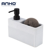 Distributeur de savon pour évier effet sable et pierre avec pompe, bouteille haute rechargeable pour lavage des mains et savon à vaisselle en cuisine