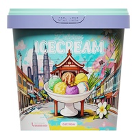 Gobelets en plastique pour sundae glacé, froyo, gelato avec couvercles, récipient de type deli rond de 500 ml, étiquette IML imprimée, style malaisien