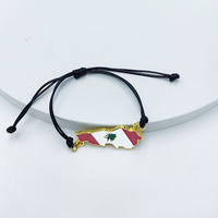 Custom Made Couleur Maroc Syrie Irak Iran Liban Egypte Pakista Palestine Drapeau Carte Bracelet
