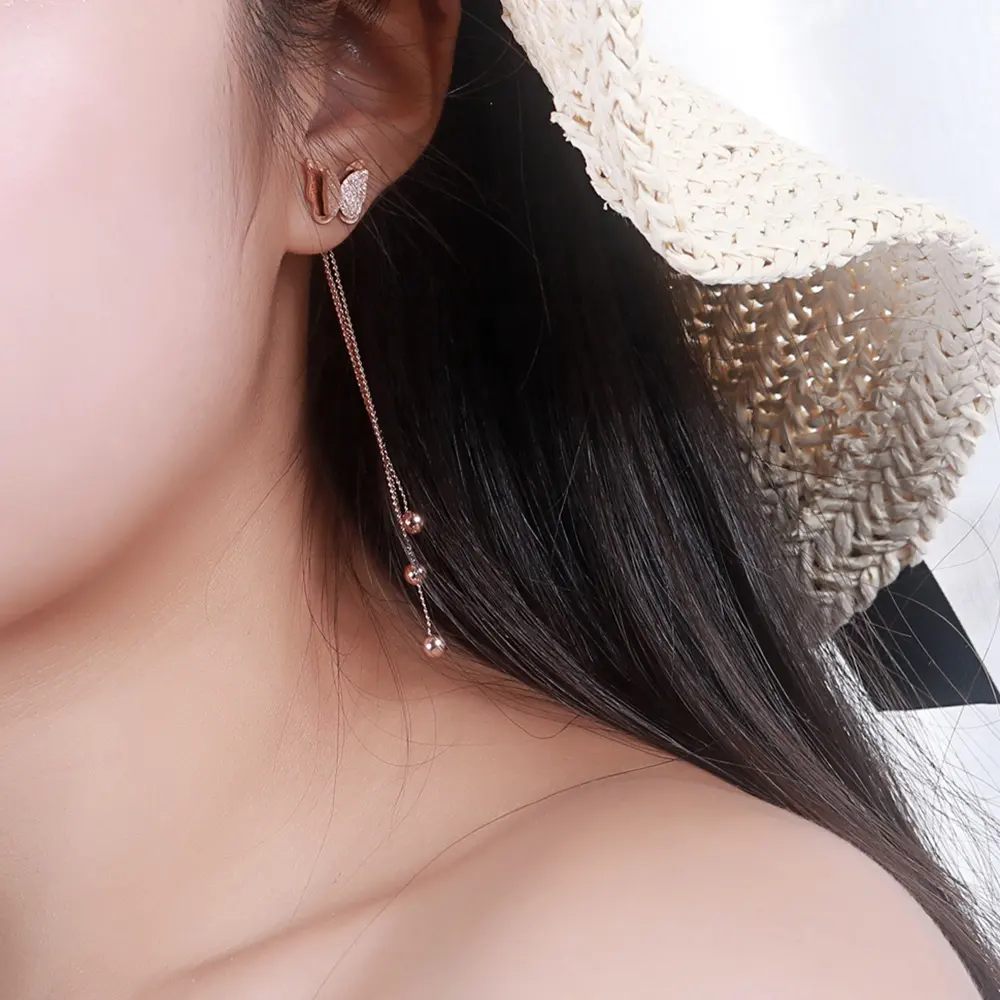 Yiya — ensemble de bijoux papillon en acier inoxydable, boucles d'oreilles de luxe, plaqué or, pour femmes