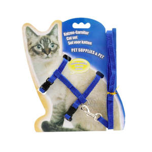 猫、フェレット、ペット用調節可能で通気性のあるポリエステル製チェストハーネスベストとリードセット、11色展開 - Product Image 2