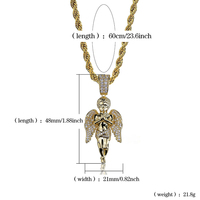 Collier en laiton pour hommes de vente chaude avec pendentif ange plaqué or Micro Zircon Inset Style Hip Hop Punk pour les fêtes et les mariages