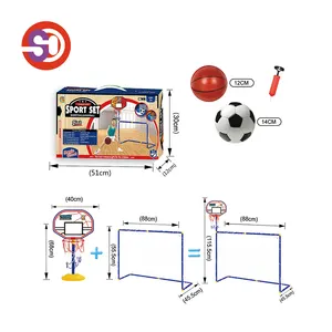 2 IN 1 Outdoor Garden Football Goal Gate Basketball Stand Kids Sports Training Toy