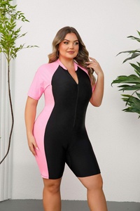 Traje de Baño de Surf de Manga Corta en 4 Colores, Tallas Grandes, con Cierre, Estilo Boyleg, Tallas L-4XL, Traje de Baño de Una Pieza - Product Image 2