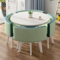 Ensemble de table et 4 chaises modernes en métal durable pour restaurant, mobilier commercial peu encombrant pour centre commercial, école, hôtel, boutique