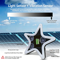Lampe d'ambiance LED néon solaire en forme d'étoile avec capteur de vibration pour voiture, lumière décorative à ventouse pour fenêtre de voiture