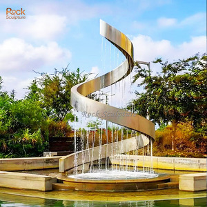<span class=keywords><strong>Fontana</strong></span> a Spirale in Acciaio Inox Personalizzata, Scultura Astratta in Metallo Lucidato per Giardino Esterno - Product Image 1