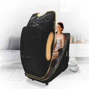 Guangyang sitting steam heating ozone sauna capsule saun infrared led light spa capsules with bluetooth music